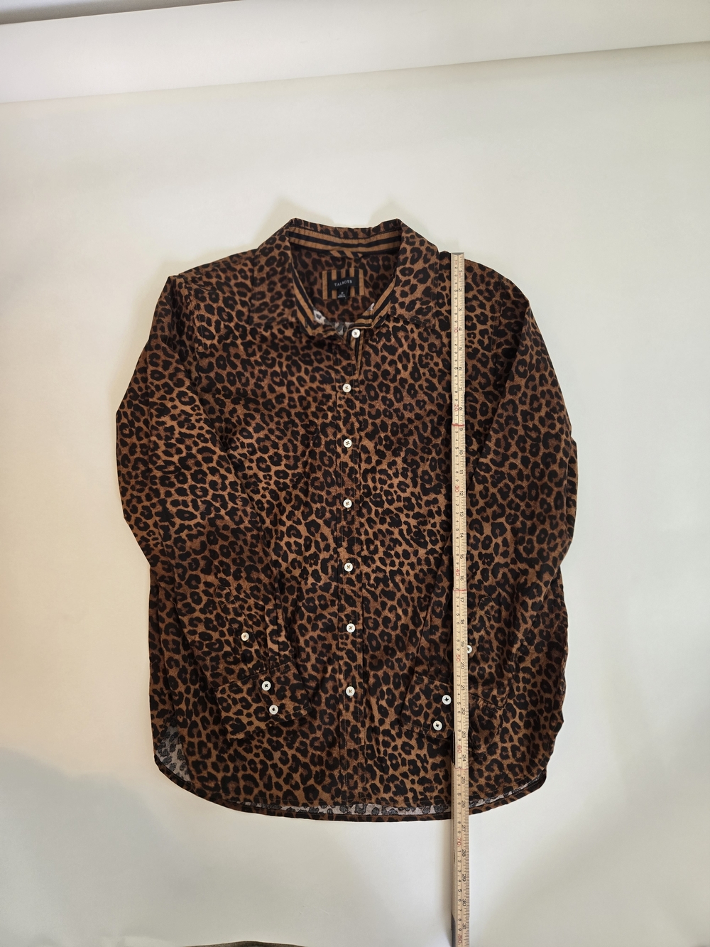 NWOT Talbots Brown and Black Leopard Print Button-Down Shirt Womens Size M - Picture 11 of 13